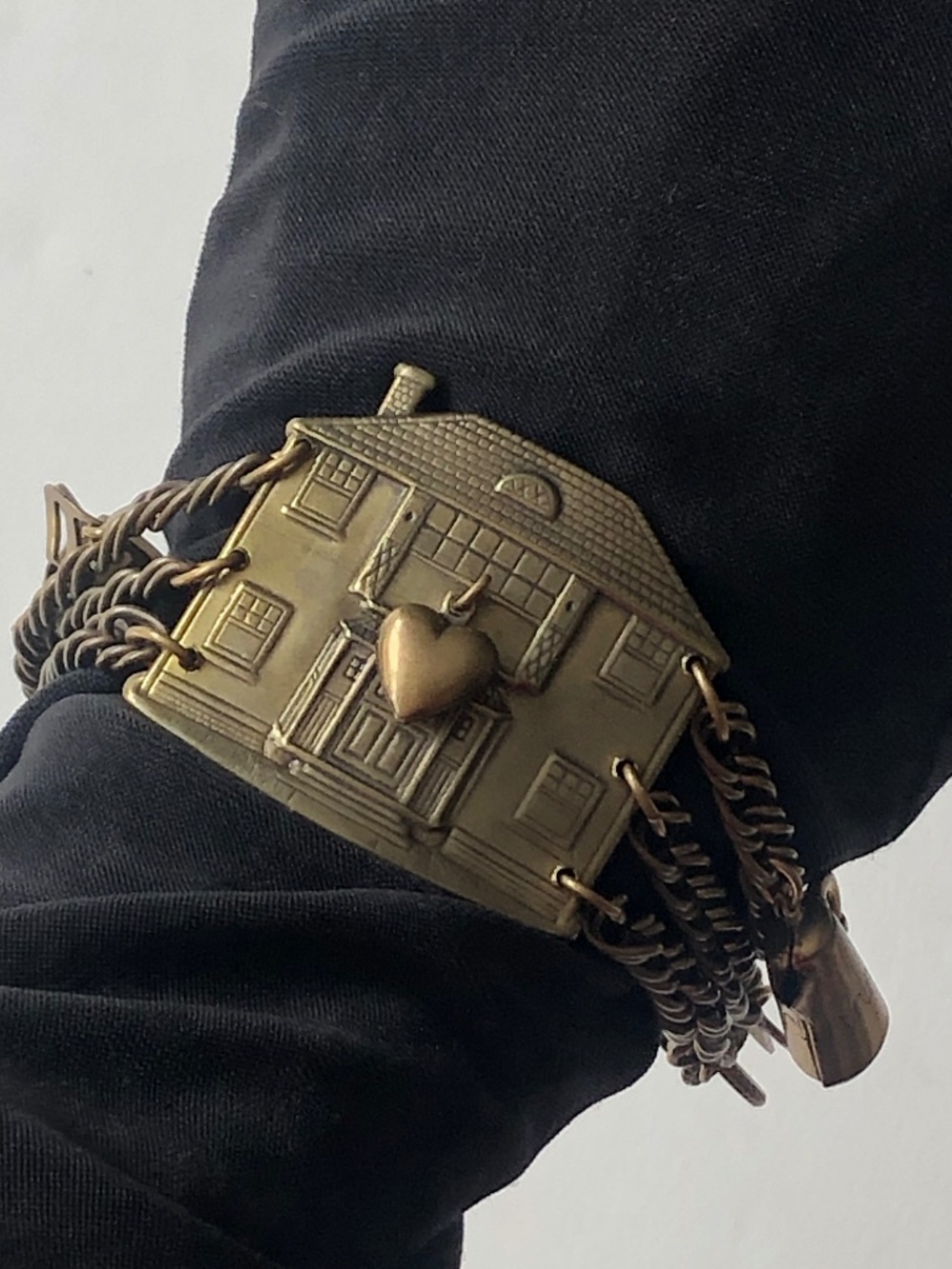 Bracelet/Brooch w/ House, Heart, Chair, Cat & Other Charms